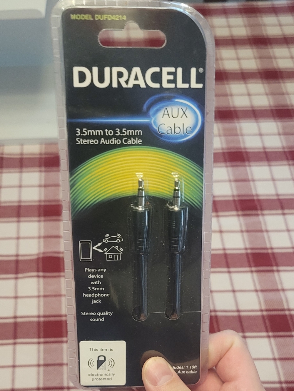 Duracell Black 3.5mm to 3.5mm AUX Stereo Audio Cable